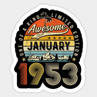 Awesome Since January 1953 Vintage 70th Birthday Sticker